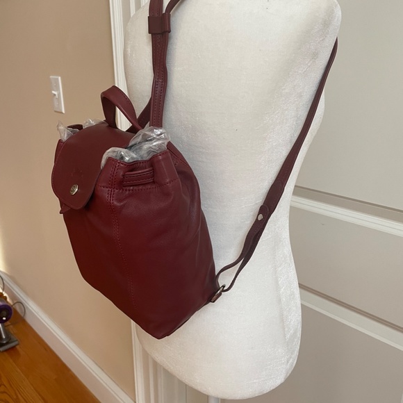 Red Le Pliage Leather Backpack from LONGCHAMP main image 4
